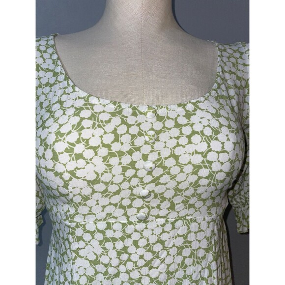 Faithful the Brand Puff Sleeve Mini Dress size S Scoop Neck Pistachio White - Picture 4 of 14
